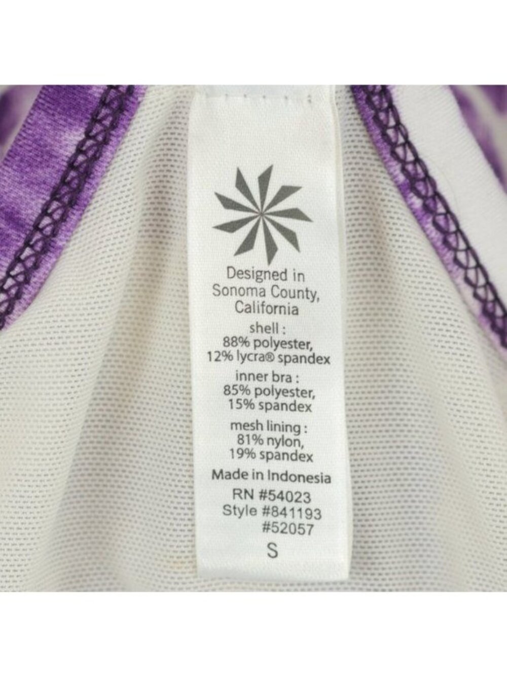 Athleta Women's Small Purple & White Tie Dye Racerback Athletic Support Tank Top - Picture 8 of 9